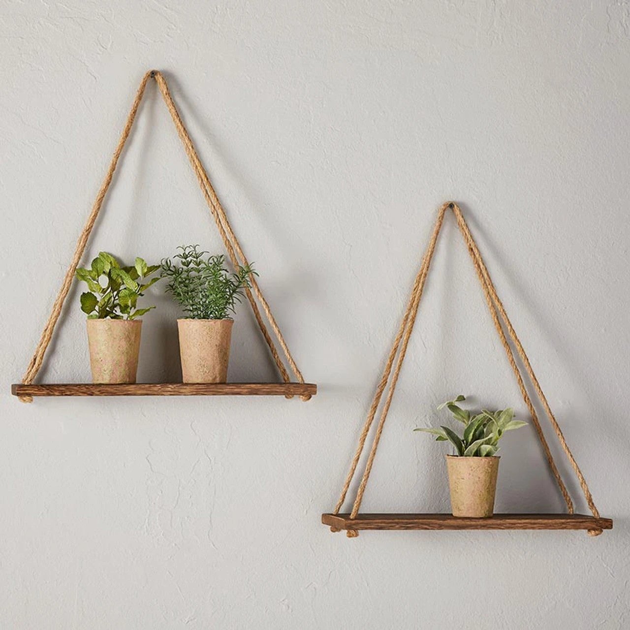 Set of 2 Wooden Triangle Shelves | Books Plants Floating Shelf | Rustic Design by The Bullish Store