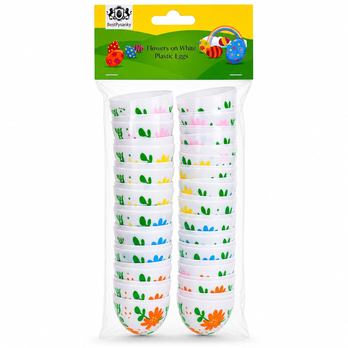 Set of 24 Flowers on White Plastic Easter Eggs, 2.25 Inches Each Easter Eggs > Plastic > Patterned La Vie Bien Set of 24 Flowers on White Plastic Easter Eggs, 2.25 Inches Each
