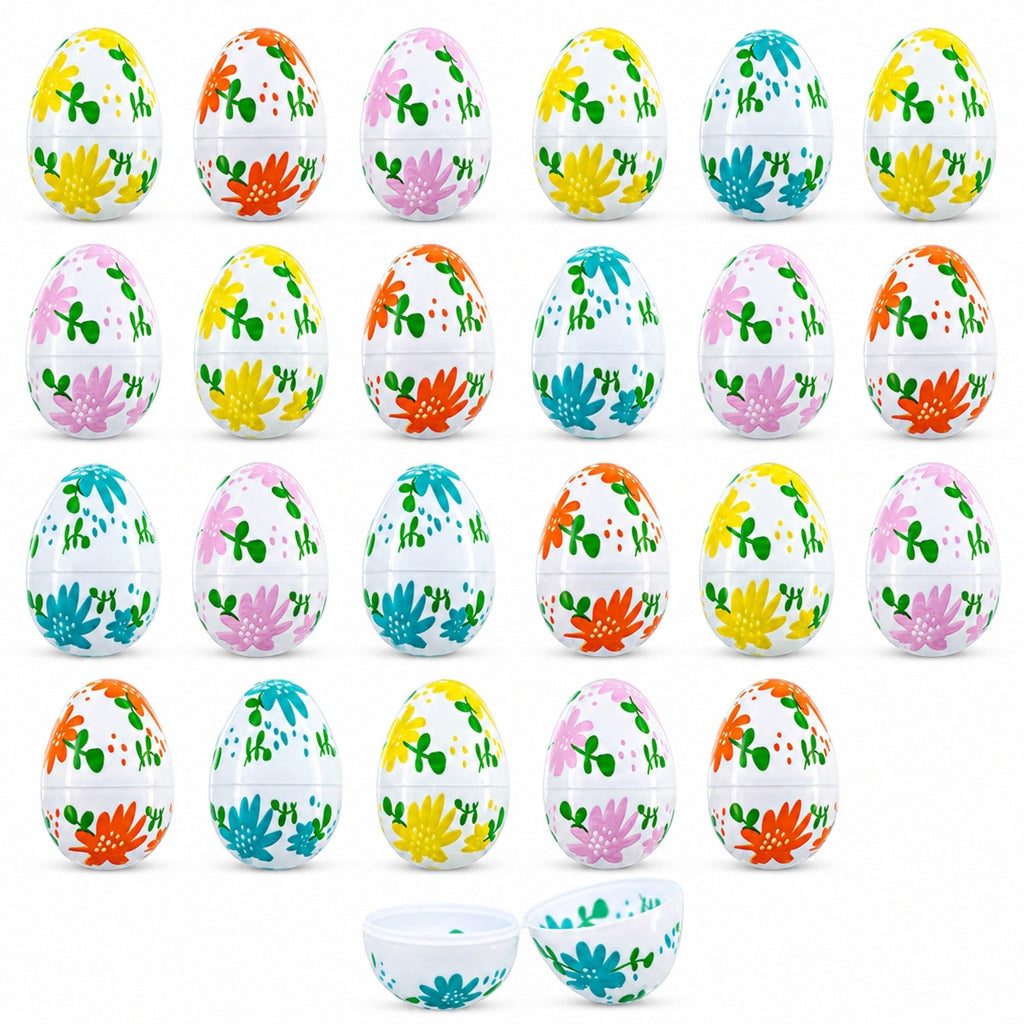 Set of 24 Flowers on White Plastic Easter Eggs, 2.25 Inches Each Easter Eggs > Plastic > Patterned La Vie Bien Set of 24 Flowers on White Plastic Easter Eggs, 2.25 Inches Each