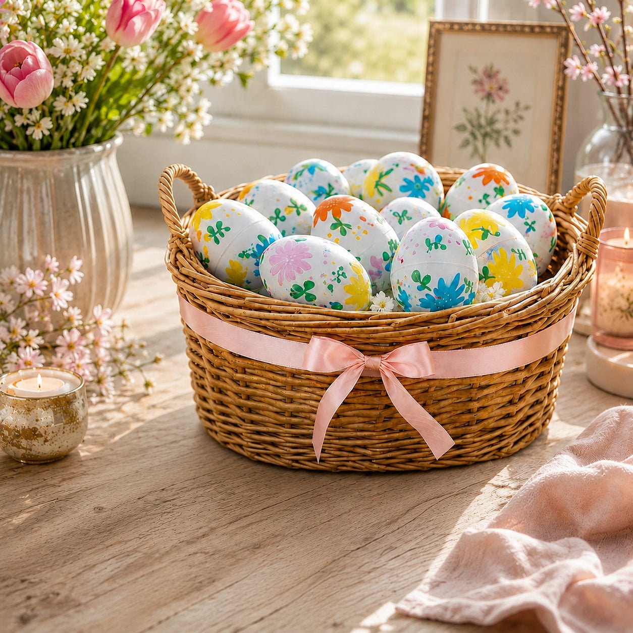 Set of 24 Flowers on White Plastic Easter Eggs, 2.25 Inches Each Easter Eggs > Plastic > Patterned La Vie Bien Set of 24 Flowers on White Plastic Easter Eggs, 2.25 Inches Each