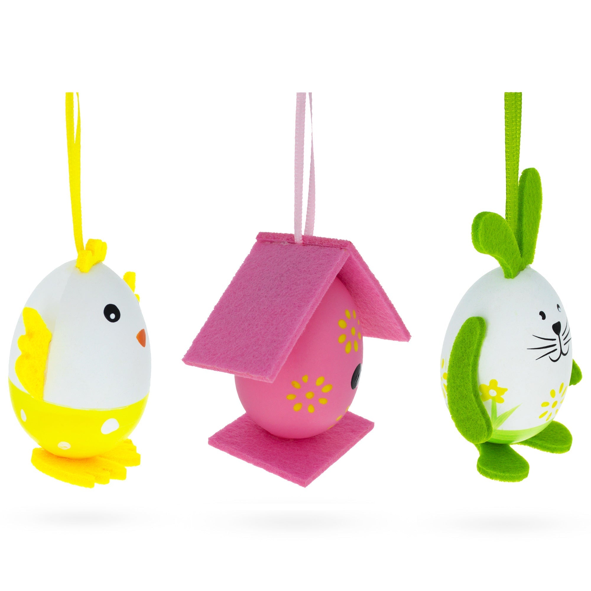 Set of 3 Bunny, Chick, Easter Egg House Plastic Easter Gift Set Decoration Easter Eggs > Ornaments La Vie Bien Set of 3 Bunny, Chick, Easter Egg House Plastic Easter Gift Set Decoration
