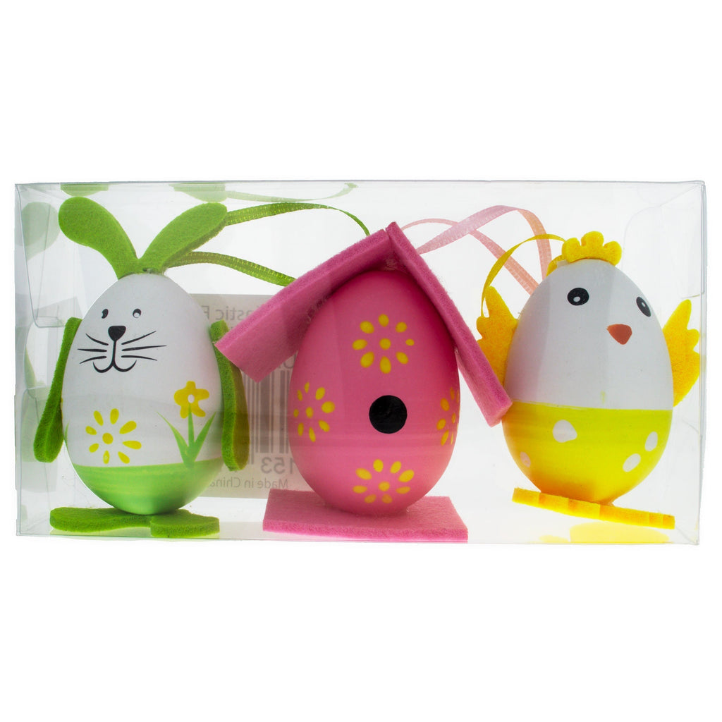 Set of 3 Bunny, Chick, Easter Egg House Plastic Easter Gift Set Decoration Easter Eggs > Ornaments La Vie Bien Set of 3 Bunny, Chick, Easter Egg House Plastic Easter Gift Set Decoration