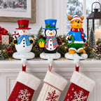 Set of 3 Christmas Stocking Holders - Snowman Penguin Reindeer Mantel Hooks Christmas Decor > Christmas Stocking Holders La Vie Bien Set of 3 Christmas Stocking Holders - Snowman Penguin Reindeer Mantel Hooks