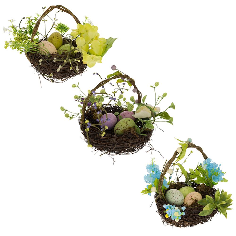 Set of 3 Easter Baskets with Eggs and Spring Flowers Easter > Figurines La Vie Bien Set of 3 Easter Baskets with Eggs and Spring Flowers