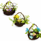 Set of 3 Easter Baskets with Eggs and Spring Flowers Easter > Figurines La Vie Bien Set of 3 Easter Baskets with Eggs and Spring Flowers