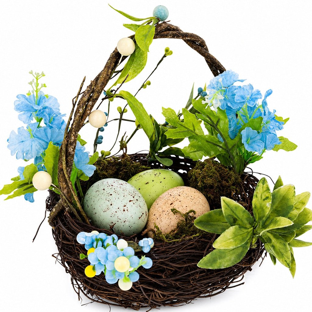 Set of 3 Easter Baskets with Eggs and Spring Flowers Easter > Figurines La Vie Bien Set of 3 Easter Baskets with Eggs and Spring Flowers
