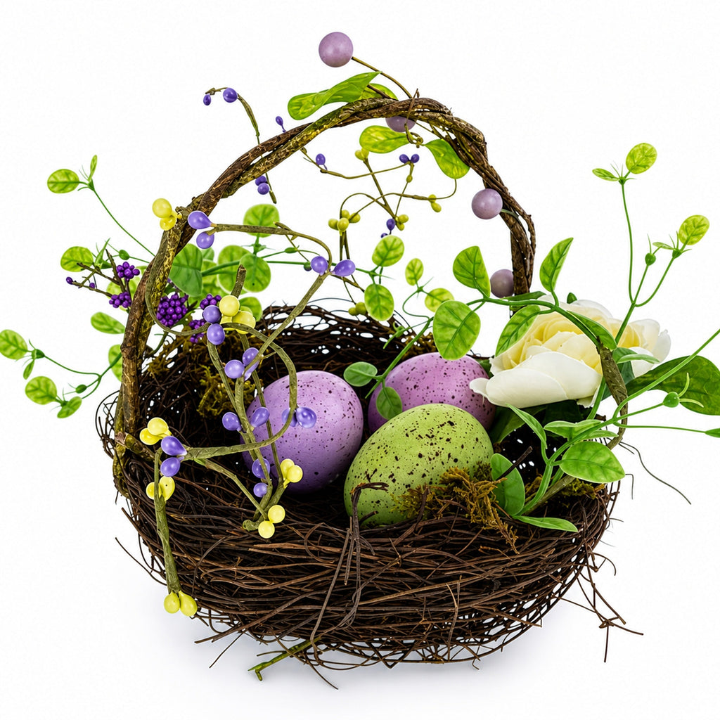 Set of 3 Easter Baskets with Eggs and Spring Flowers Easter > Figurines La Vie Bien Set of 3 Easter Baskets with Eggs and Spring Flowers
