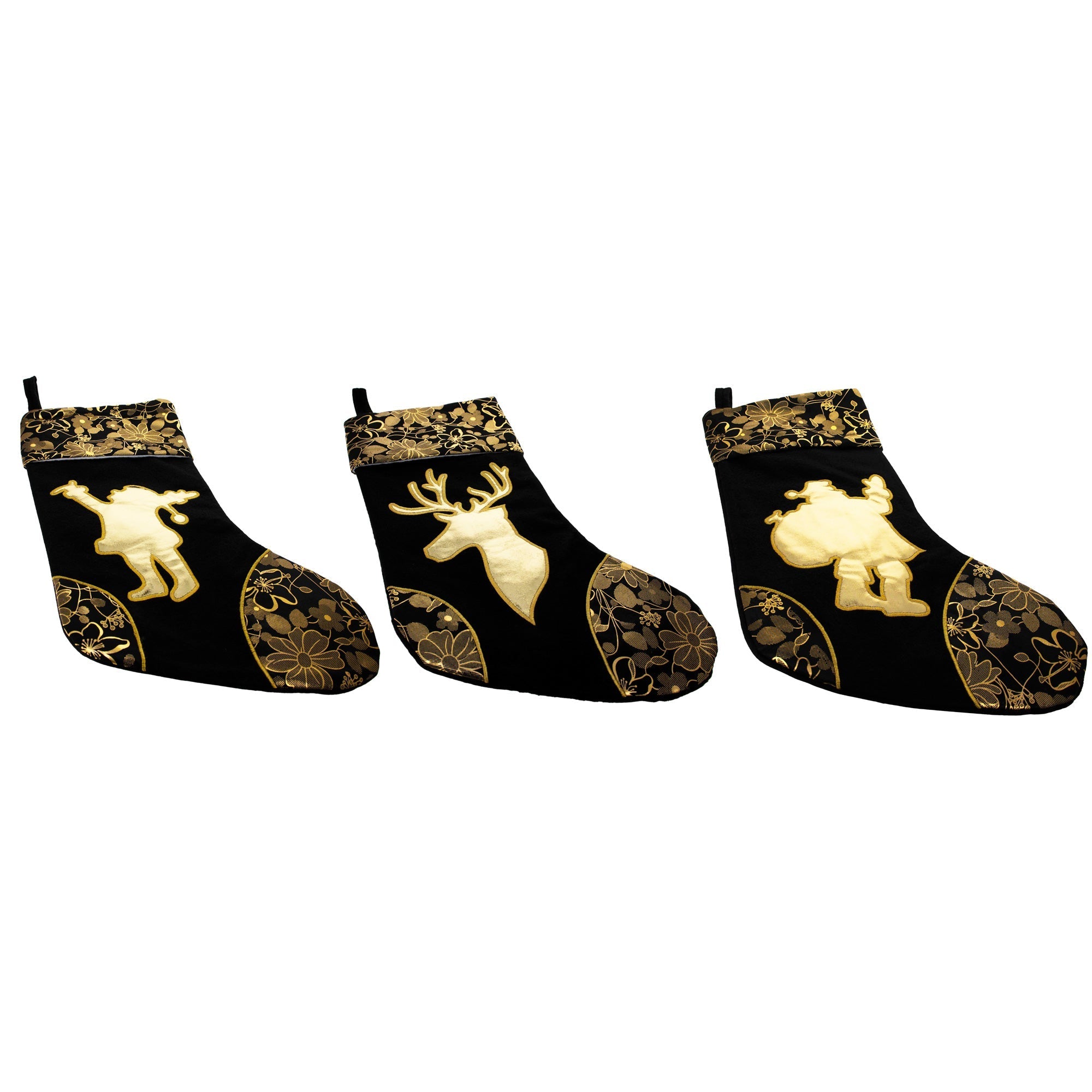 Set of 3 Felt Santa, Reindeer Christmas Stockings 16 Inches Christmas Decor > Christmas Stockings La Vie Bien Set of 3 Felt Santa, Reindeer Christmas Stockings 16 Inches