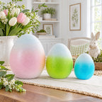 Set of 3 Gradient Jumbo Easter Eggs - Spring Tabletop Decor 8 Inches Easter > Figurines La Vie Bien Set of 3 Gradient Jumbo Easter Eggs - Spring Tabletop Decor 8 Inches