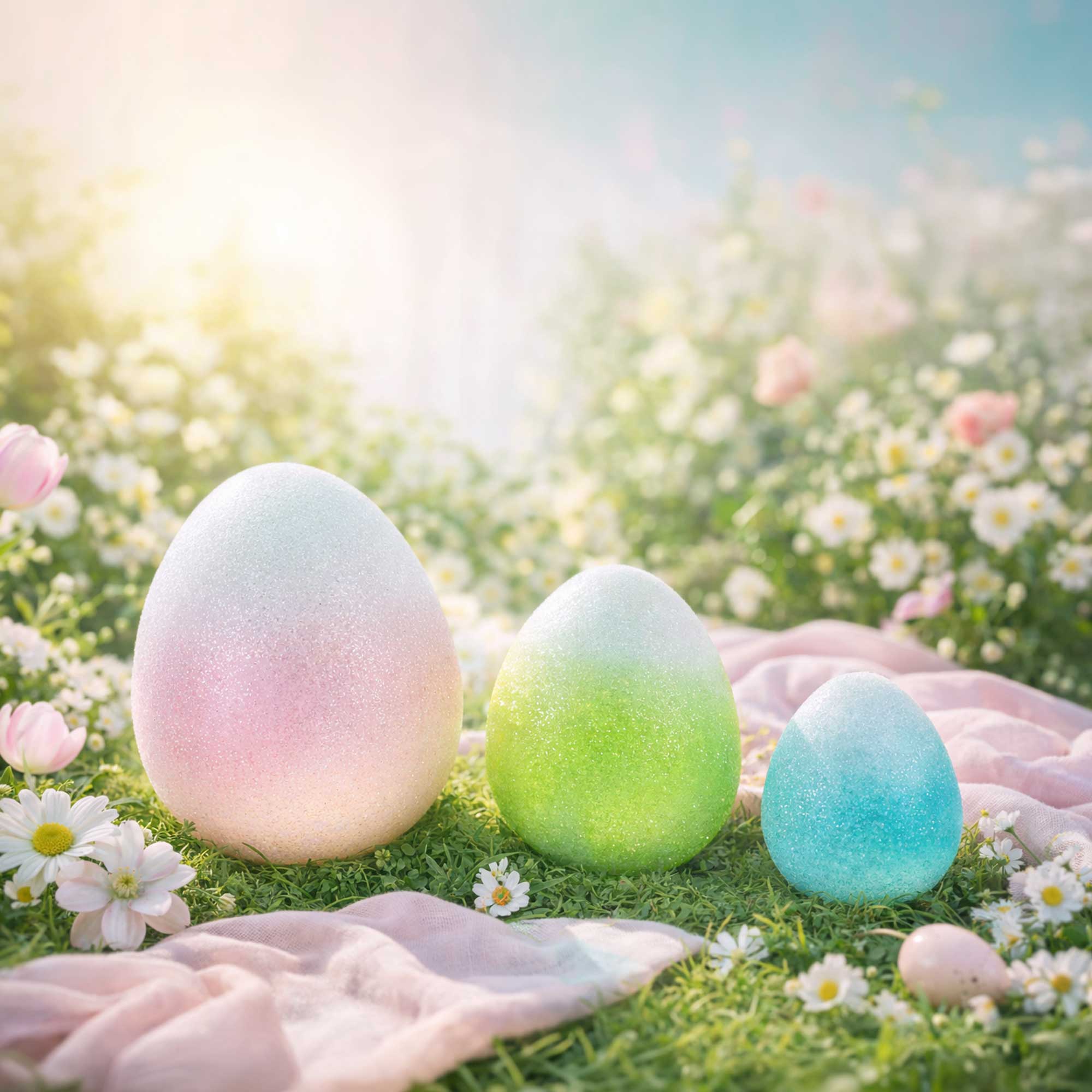 Set of 3 Gradient Jumbo Easter Eggs - Spring Tabletop Decor 8 Inches Easter > Figurines La Vie Bien Set of 3 Gradient Jumbo Easter Eggs - Spring Tabletop Decor 8 Inches
