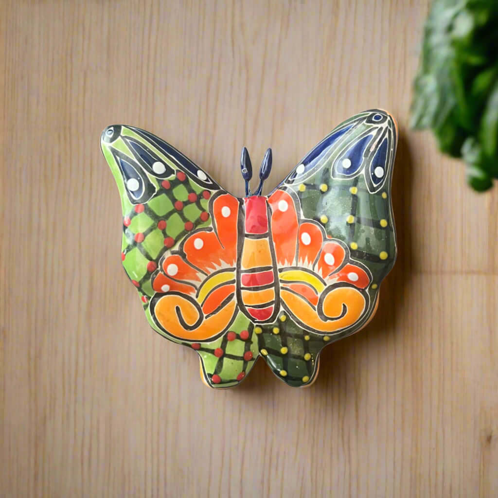 Set of 3 Talavera Butterfly Wall Art | Mexican Wall Hangings Talavera Wall Art La Vie Bien Set of 3 Talavera Butterfly Wall Art | Mexican Wall Hangings
