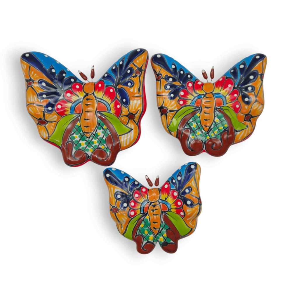 Set of 3 Talavera Butterfly Wall Art | Mexican Wall Hangings Talavera Wall Art La Vie Bien Set of 3 Talavera Butterfly Wall Art | Mexican Wall Hangings