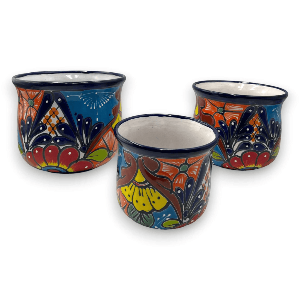 Set of 3 Talavera Flower Pots | Colorful Hand-Painted Mexican Planters Talavera Flower Pot La Vie Bien Set of 3 Talavera Flower Pots | Colorful Hand-Painted Mexican Planters