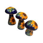 Set of 3 Talavera Mushrooms | Colorful Sunflower Art Talavera Statue La Vie Bien Set of 3 Talavera Mushrooms | Colorful Sunflower Art