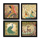 Set of 4 Art Framed Painting For Home, Living Room, Hall | Traditional Rajasthani Pichwai Art Paintings With Frame For Home Decor La Vie Bien Set of 4 Art Framed Painting For Home, Living Room, Hall | Traditional Rajasthani Pichwai Art Paintings With Frame For Home Decor