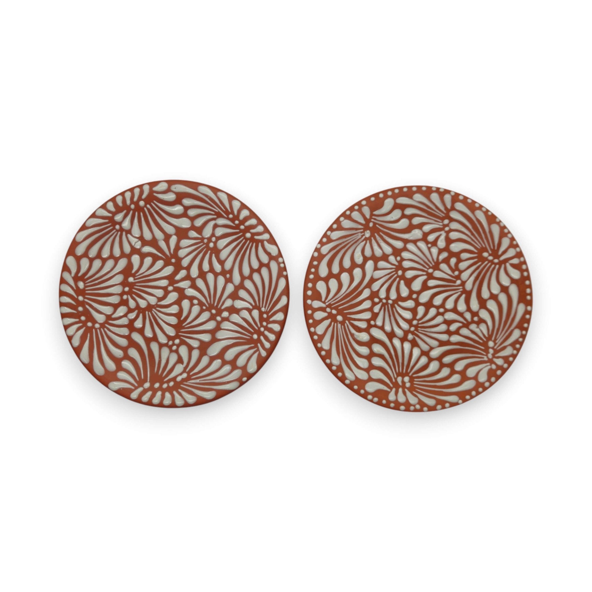 Set of 4 Brown & White Talavera Wall Plates | 10" Decorative Display Talavera Plate La Vie Bien Set of 4 Brown & White Talavera Wall Plates | 10" Decorative Display