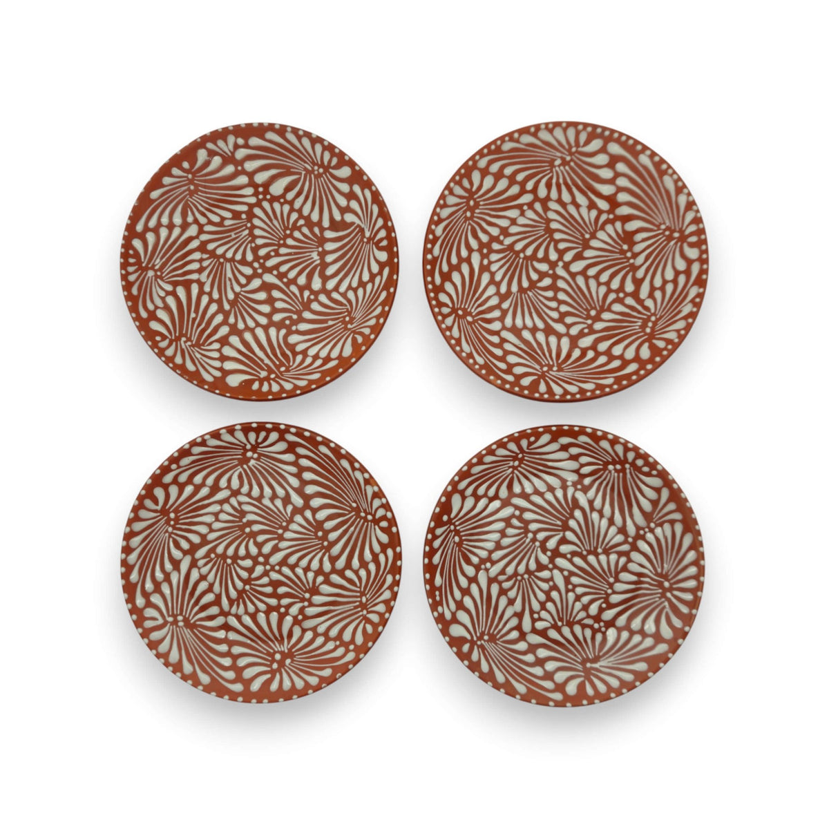 Set of 4 Brown & White Talavera Wall Plates | 11.5" Decorative Plates Talavera Plate La Vie Bien Set of 4 Brown & White Talavera Wall Plates | 11.5" Decorative Plates