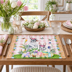 Set of 4 Bunny and Easter Eggs Fabric Placemats Easter > Tableware La Vie Bien Set of 4 Bunny and Easter Eggs Fabric Placemats