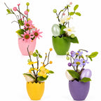 Set of 4 Colorful Spring Flowers with Easter Eggs 7 Inches Easter > Figurines La Vie Bien Set of 4 Colorful Spring Flowers with Easter Eggs 7 Inches