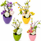 Set of 4 Colorful Spring Flowers with Easter Eggs 7 Inches Easter > Figurines La Vie Bien Set of 4 Colorful Spring Flowers with Easter Eggs 7 Inches