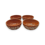 Set of 4 Handmade Brown & White Talavera Bowls | Artisan Dinnerware Talavera Bowl La Vie Bien Set of 4 Handmade Brown & White Talavera Bowls | Artisan Dinnerware