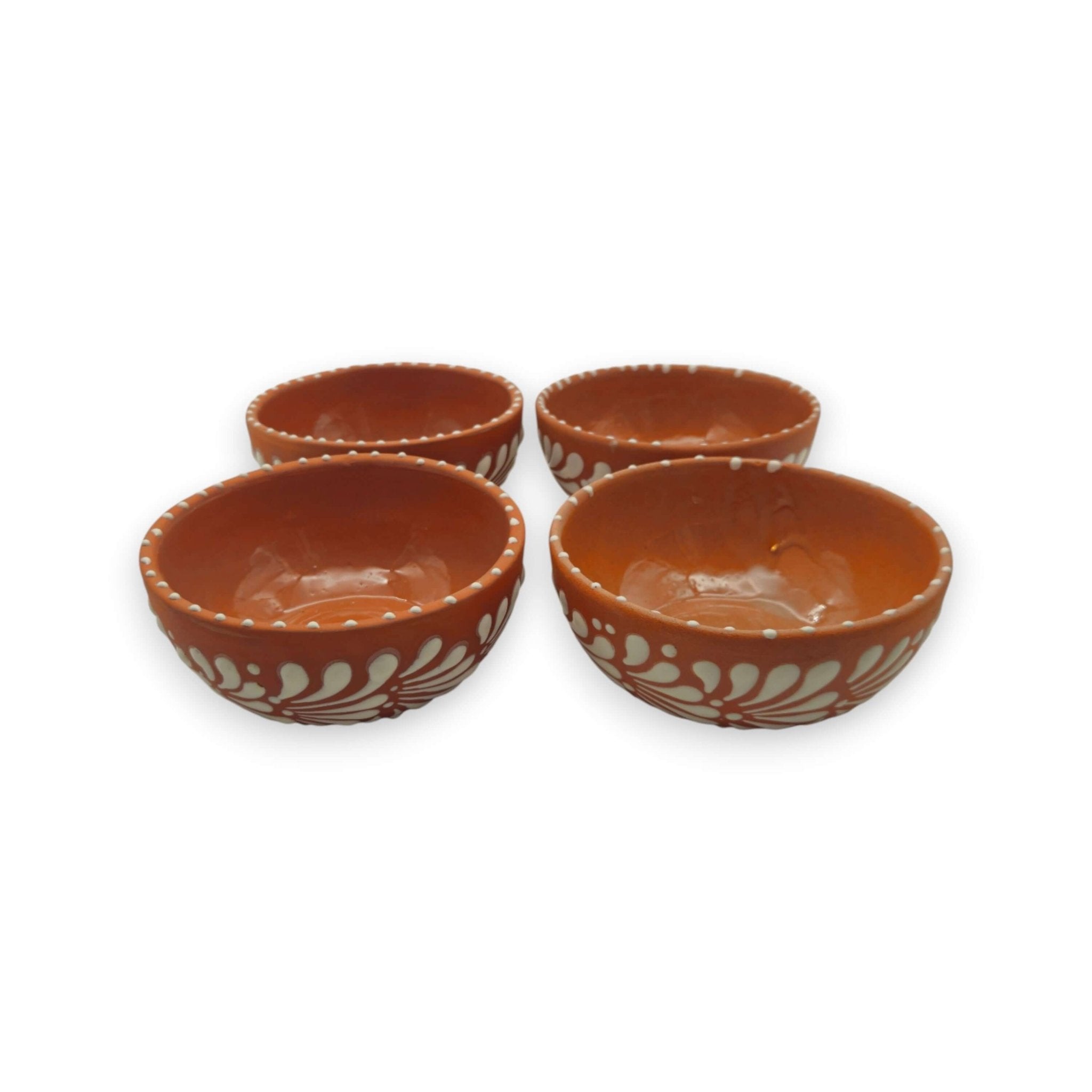 Set of 4 Handmade Brown & White Talavera Bowls | Artisan Dinnerware Talavera Bowl La Vie Bien Set of 4 Handmade Brown & White Talavera Bowls | Artisan Dinnerware