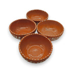 Set of 4 Handmade Brown & White Talavera Bowls | Artisan Dinnerware Talavera Bowl La Vie Bien Set of 4 Handmade Brown & White Talavera Bowls | Artisan Dinnerware