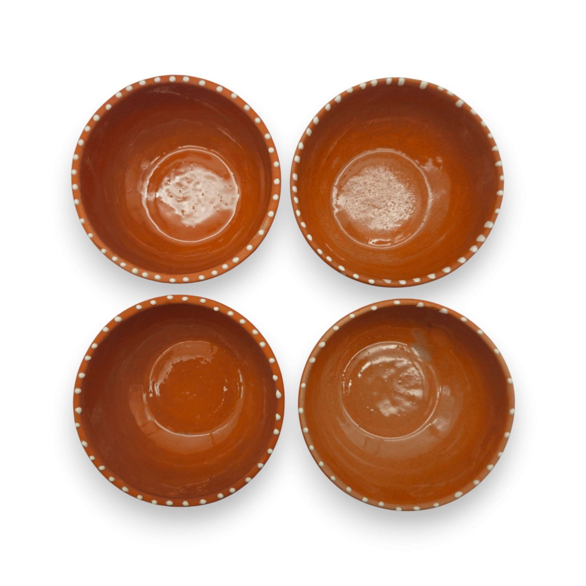 Set of 4 Handmade Brown & White Talavera Bowls | Artisan Dinnerware Talavera Bowl La Vie Bien Set of 4 Handmade Brown & White Talavera Bowls | Artisan Dinnerware