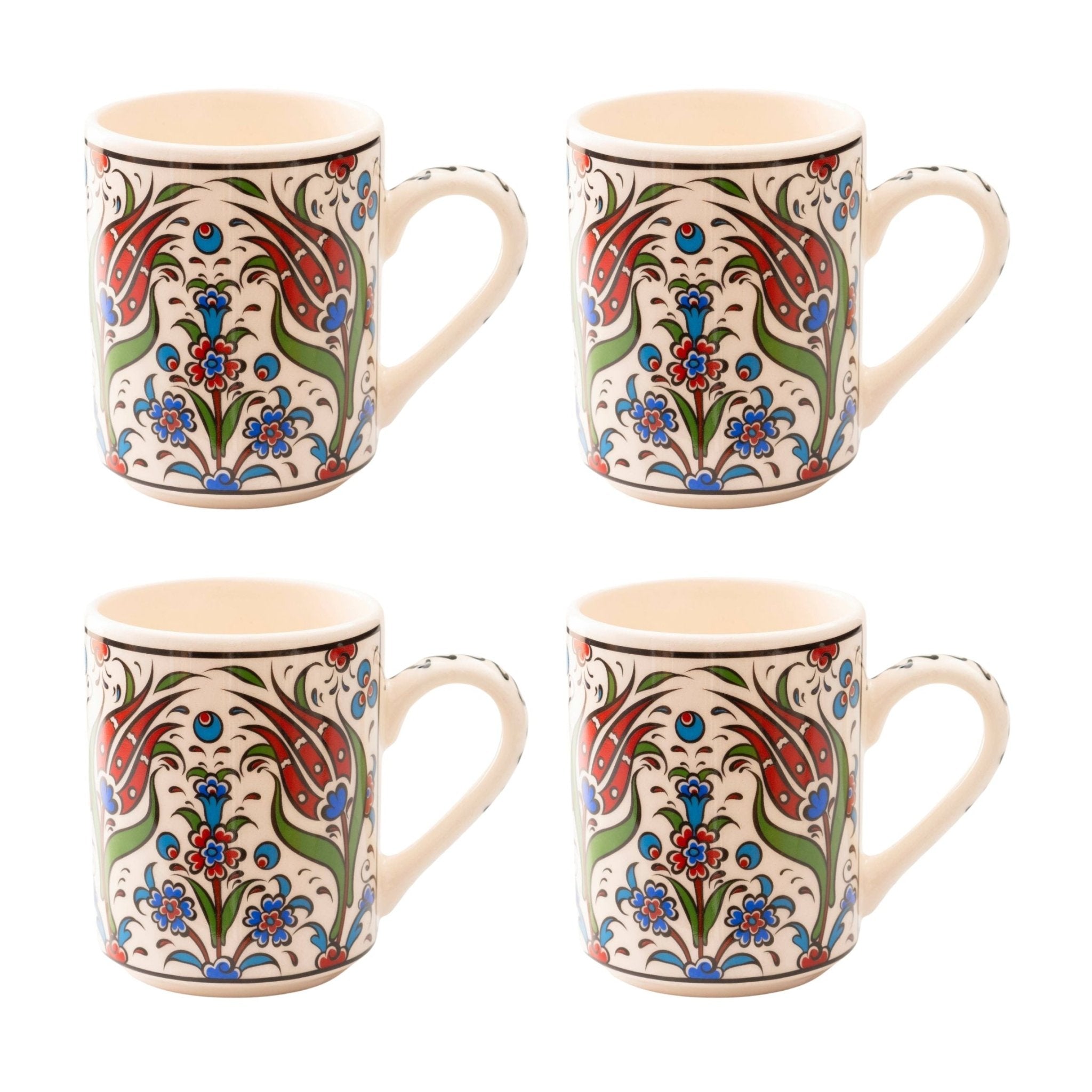 Set of 4 Handmade in Türkiye Ceramic Botanical Mugs - 9 Styles Available Mugs La Vie Bien Set of 4 Handmade in Türkiye Ceramic Botanical Mugs - 9 Styles Available