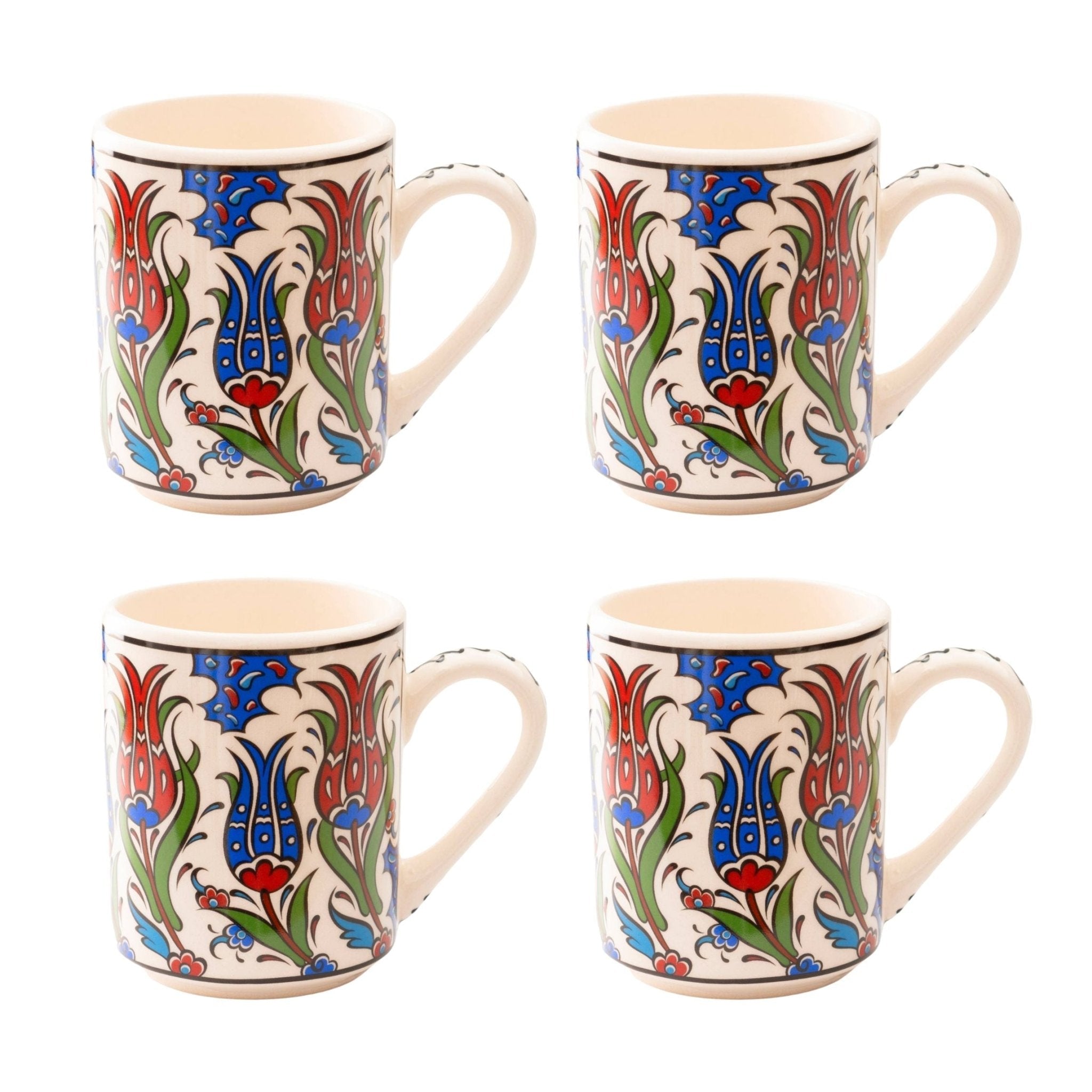 Set of 4 Handmade in Türkiye Ceramic Botanical Mugs - 9 Styles Available Mugs La Vie Bien Set of 4 Handmade in Türkiye Ceramic Botanical Mugs - 9 Styles Available