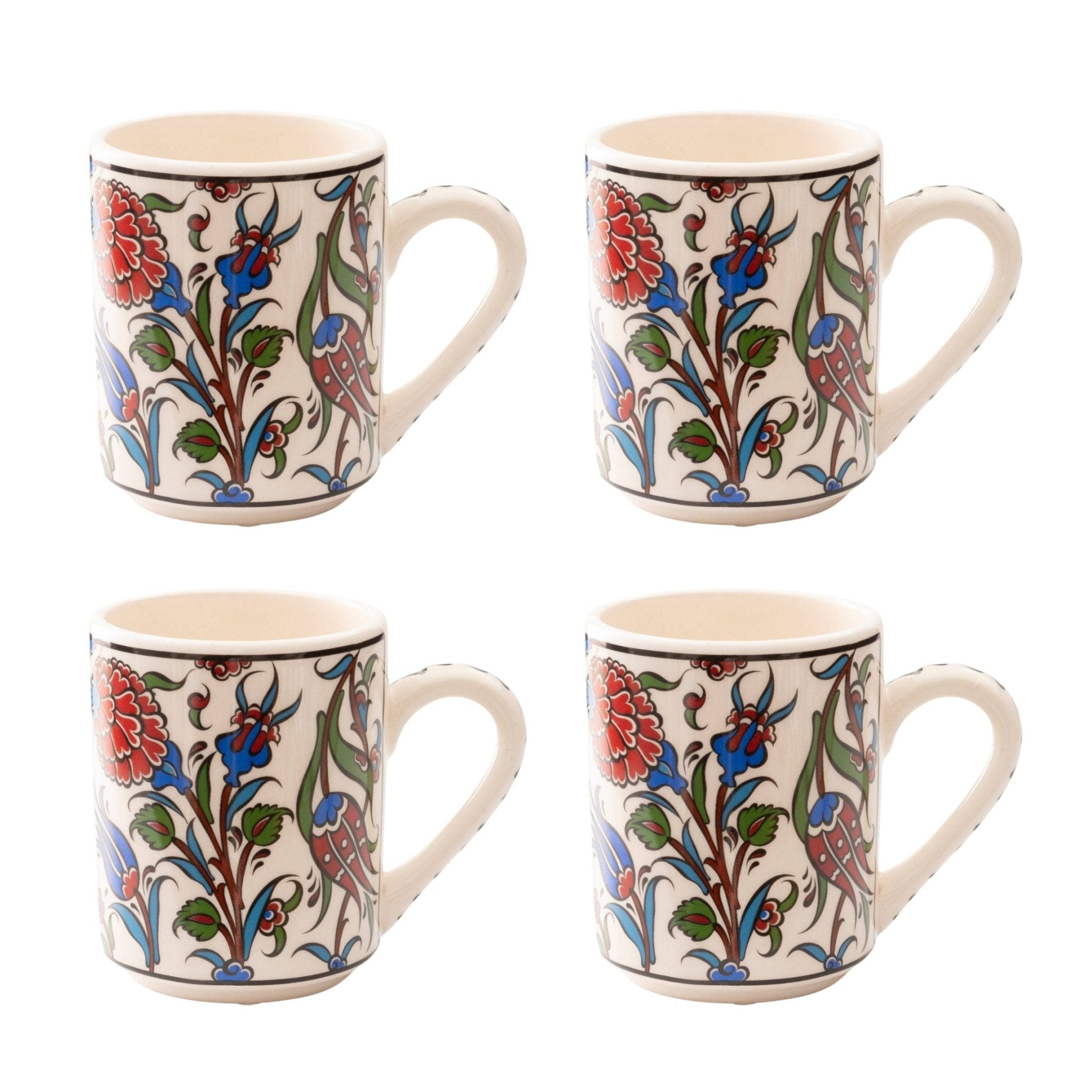 Set of 4 Handmade in Türkiye Ceramic Botanical Mugs - 9 Styles Available Mugs La Vie Bien Set of 4 Handmade in Türkiye Ceramic Botanical Mugs - 9 Styles Available