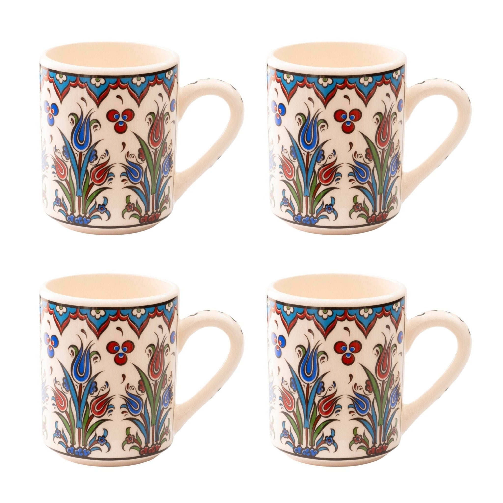 Set of 4 Handmade in Türkiye Ceramic Botanical Mugs - 9 Styles Available Mugs La Vie Bien Set of 4 Handmade in Türkiye Ceramic Botanical Mugs - 9 Styles Available