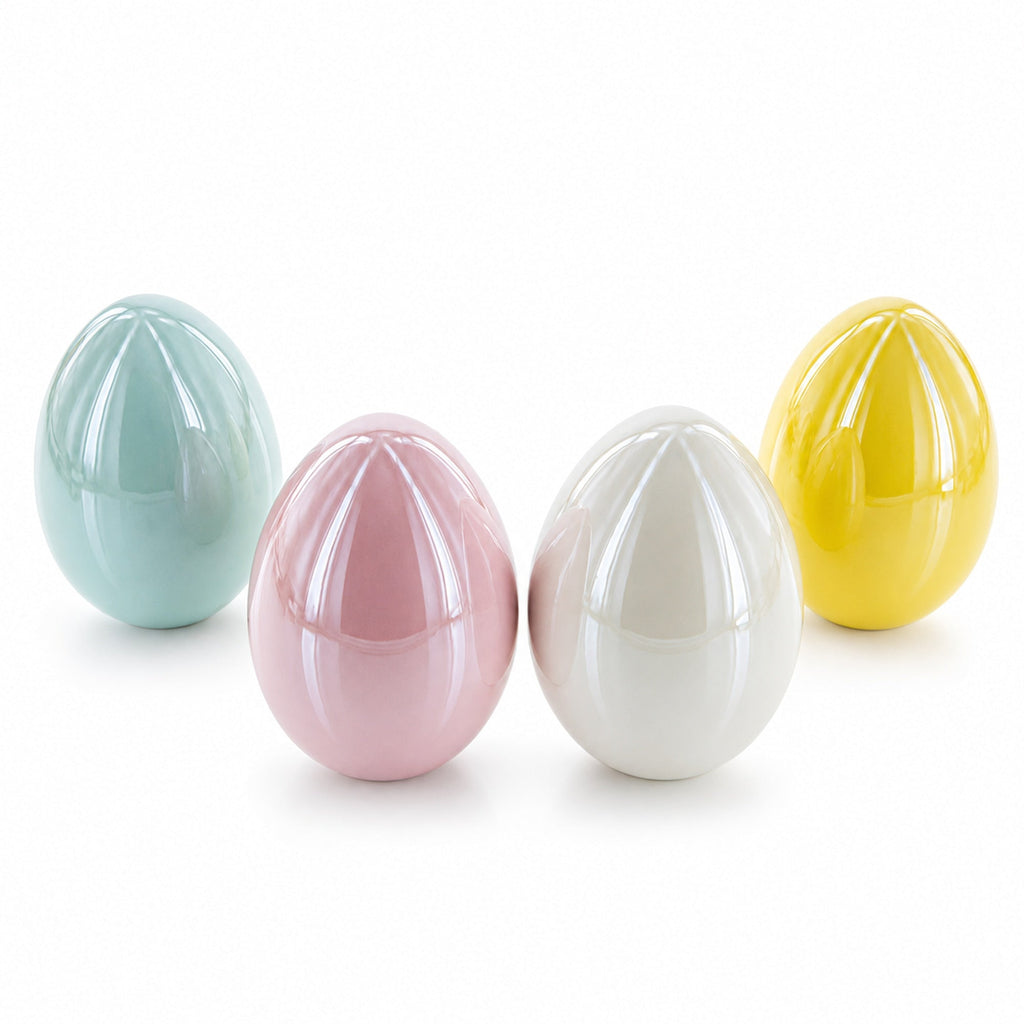 Set of 4 Multicolored Pearlized Ceramic Easter Eggs Easter Eggs > Ceramic La Vie Bien Set of 4 Multicolored Pearlized Ceramic Easter Eggs