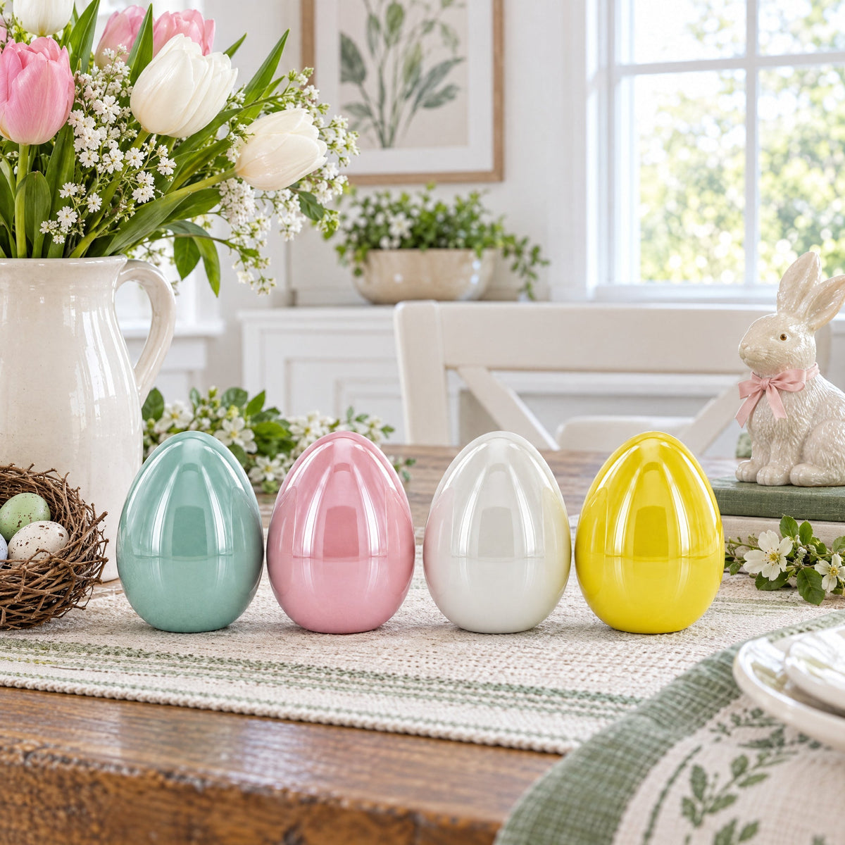 Set of 4 Multicolored Pearlized Ceramic Easter Eggs Easter Eggs > Ceramic La Vie Bien Set of 4 Multicolored Pearlized Ceramic Easter Eggs