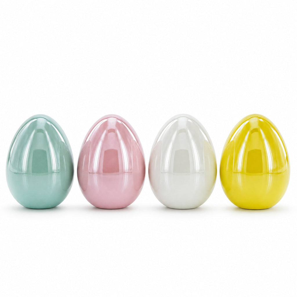 Set of 4 Multicolored Pearlized Ceramic Easter Eggs Easter Eggs > Ceramic La Vie Bien Set of 4 Multicolored Pearlized Ceramic Easter Eggs