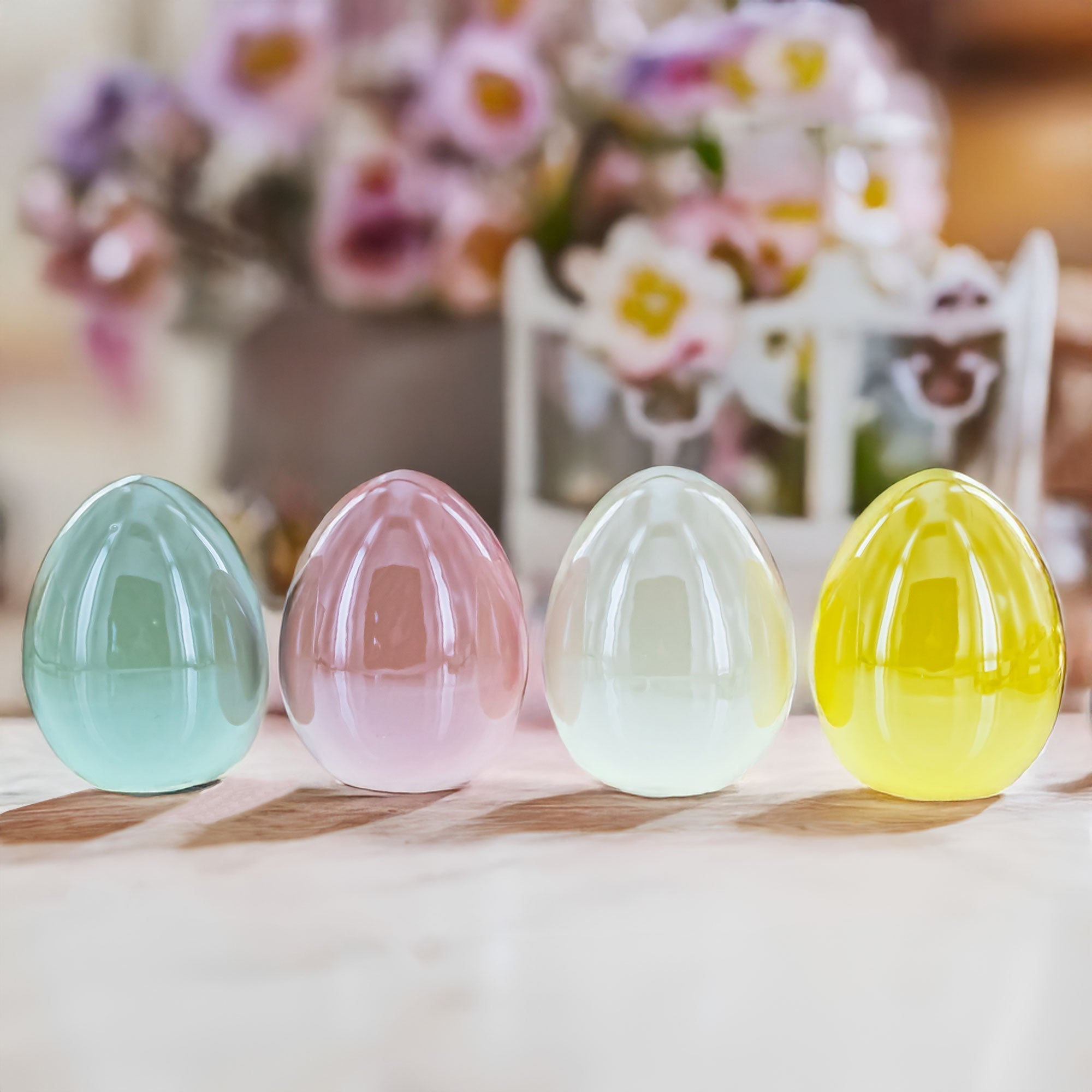 Set of 4 Multicolored Pearlized Ceramic Easter Eggs Easter Eggs > Ceramic La Vie Bien Set of 4 Multicolored Pearlized Ceramic Easter Eggs