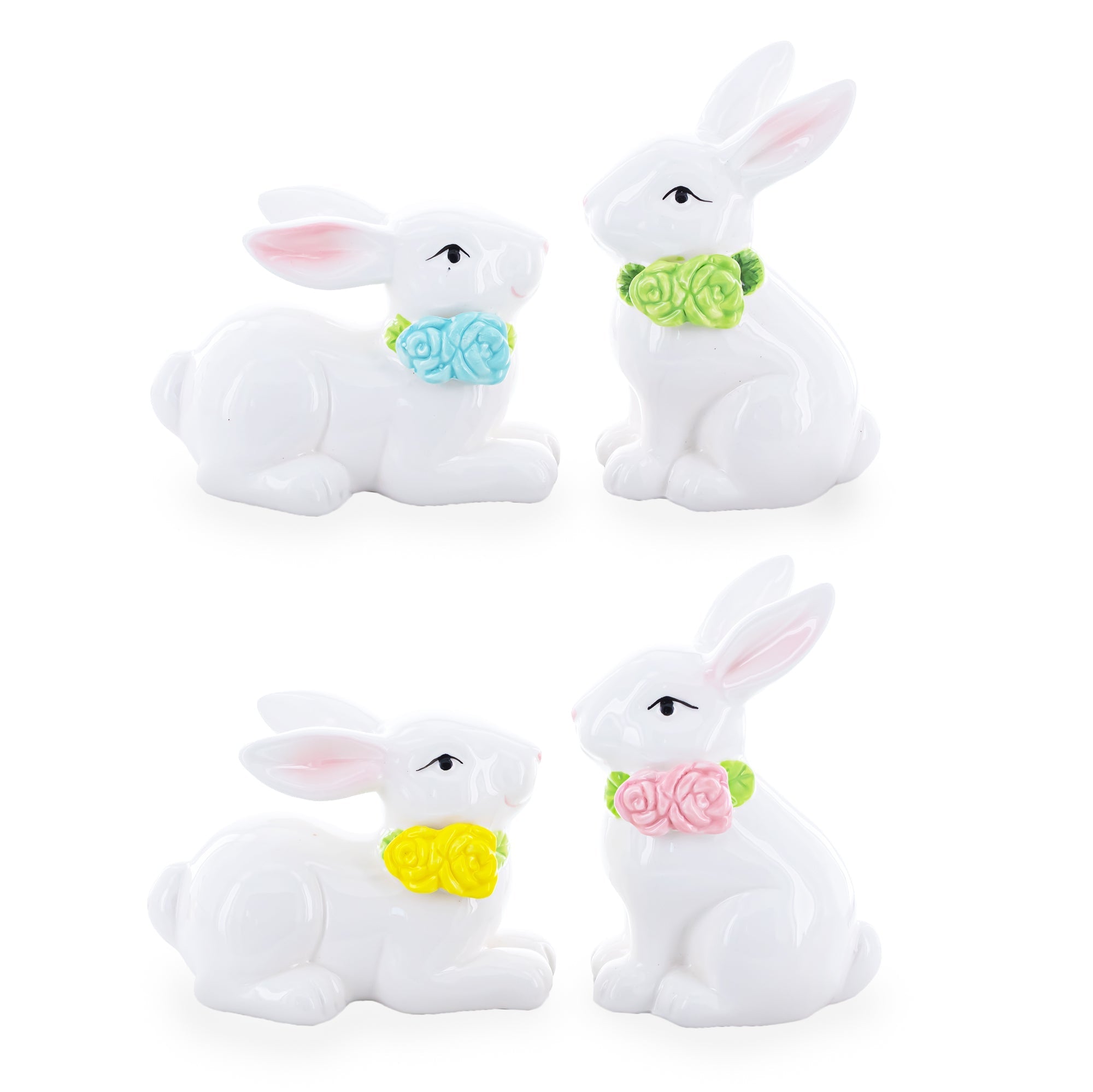 Set of 4 Porcelain Easter Bunnies 4 Inches Easter > Figurines > Bunnies La Vie Bien Set of 4 Porcelain Easter Bunnies 4 Inches