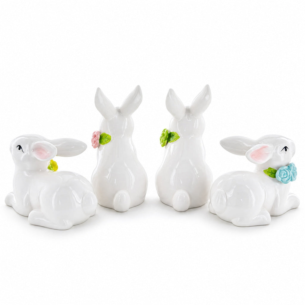Set of 4 Porcelain Easter Bunnies 4 Inches Easter > Figurines > Bunnies La Vie Bien Set of 4 Porcelain Easter Bunnies 4 Inches