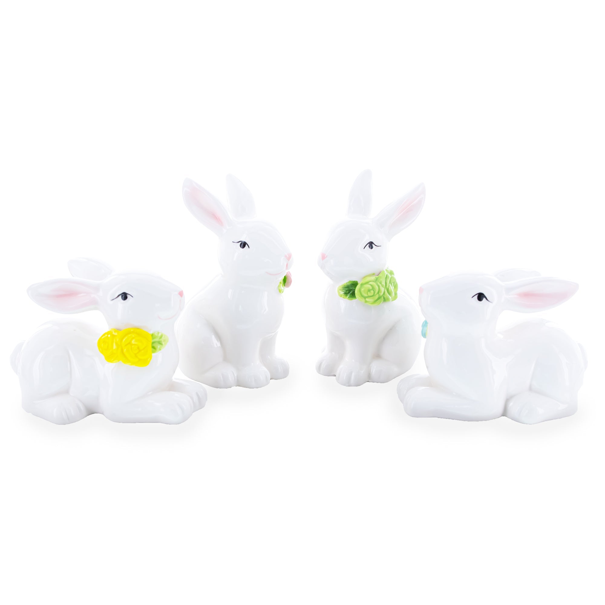 Set of 4 Porcelain Easter Bunnies 4 Inches Easter > Figurines > Bunnies La Vie Bien Set of 4 Porcelain Easter Bunnies 4 Inches