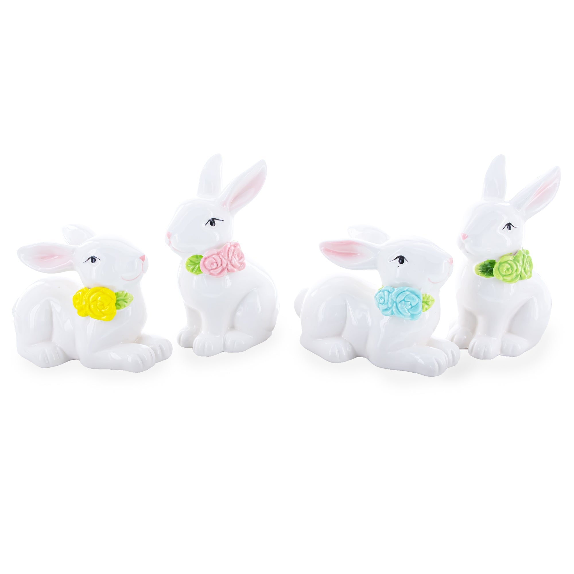Set of 4 Porcelain Easter Bunnies 4 Inches Easter > Figurines > Bunnies La Vie Bien Set of 4 Porcelain Easter Bunnies 4 Inches