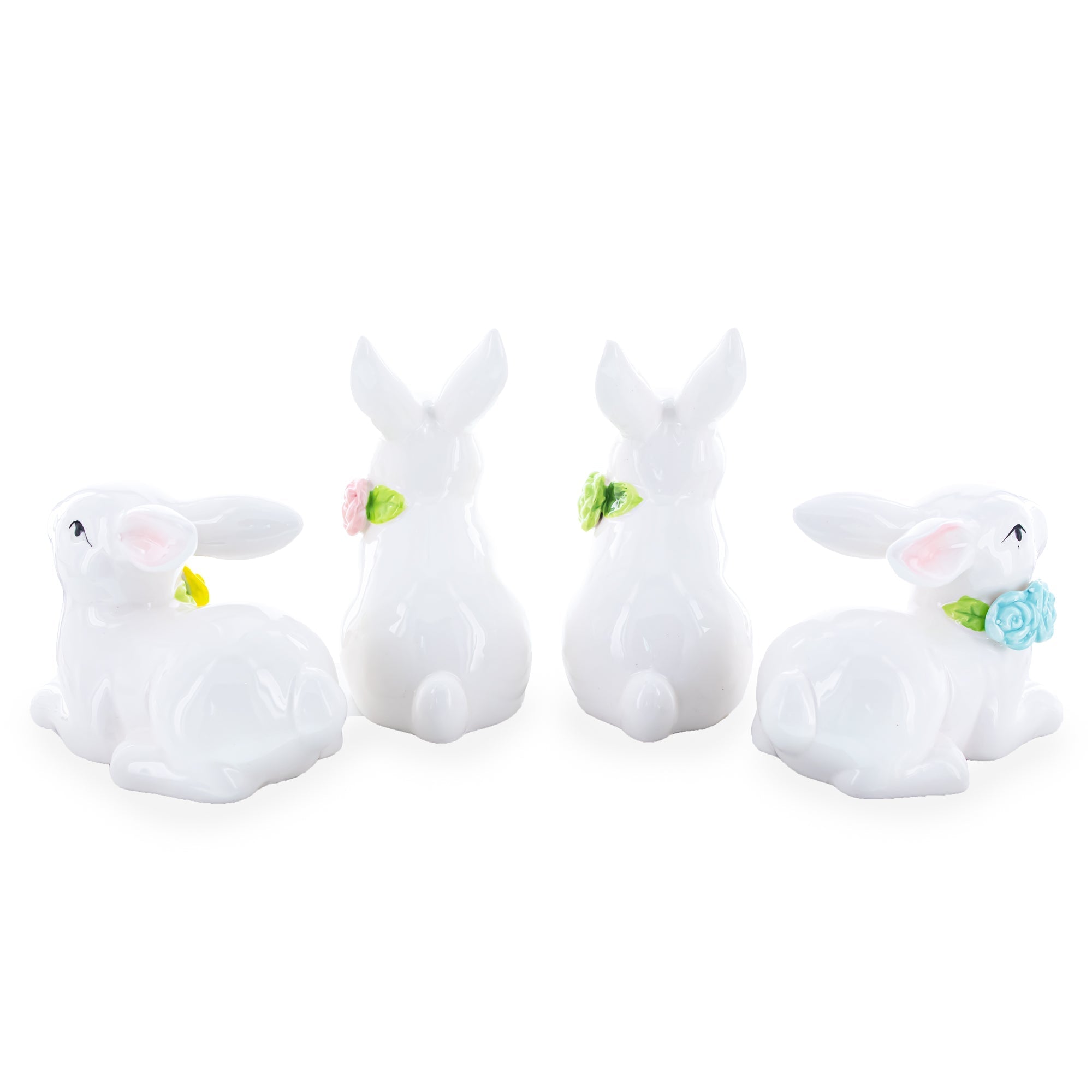Set of 4 Porcelain Easter Bunnies 4 Inches Easter > Figurines > Bunnies La Vie Bien Set of 4 Porcelain Easter Bunnies 4 Inches