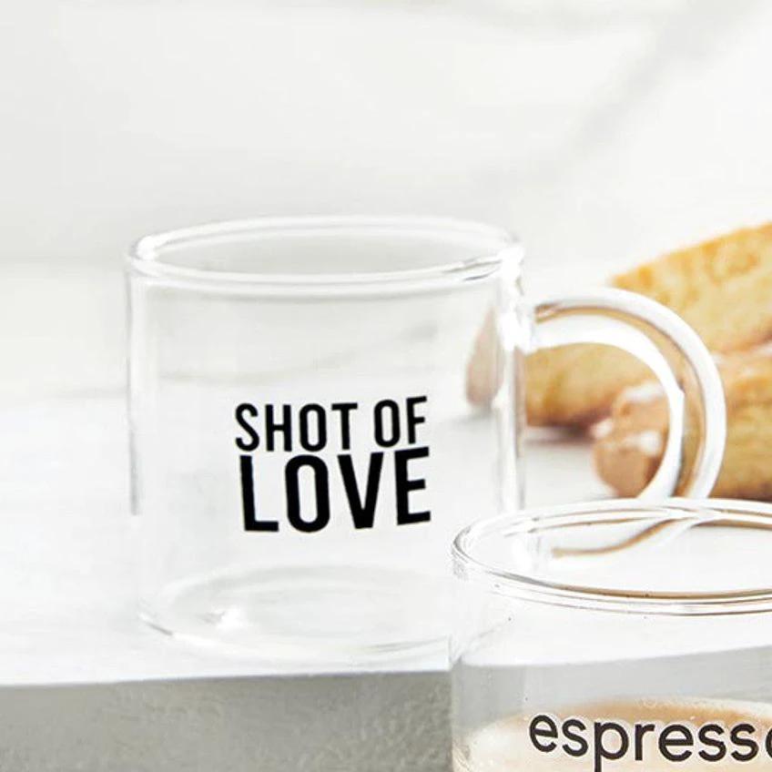 Set of 4 Shot of Love Glass Espresso Cup | Coffee Tea Clear Mug by The Bullish Store