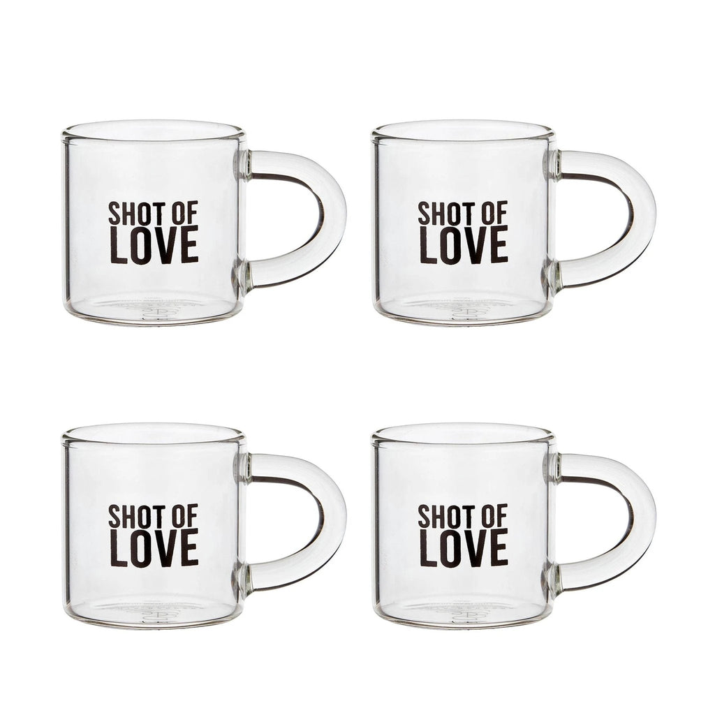 Set of 4 Shot of Love Glass Espresso Cup | Coffee Tea Clear Mug by The Bullish Store
