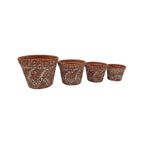 Set of 4 Talavera Flower Pots | Brown & White Terracotta Planters Talavera Flower Pot La Vie Bien Set of 4 Talavera Flower Pots | Brown & White Terracotta Planters