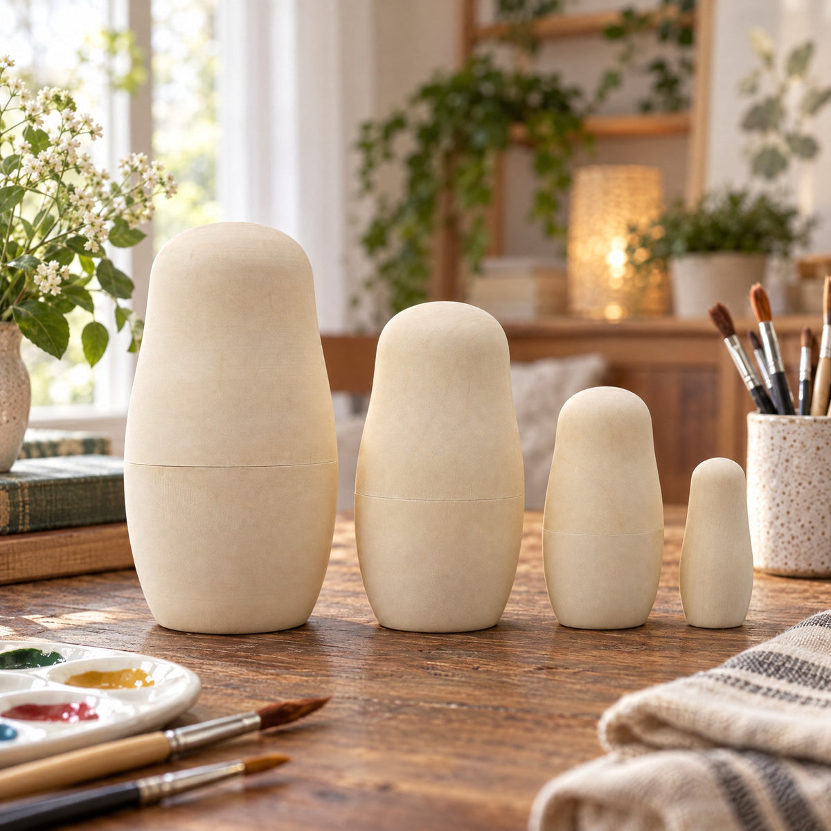 Set of 4 Unfinished Wooden Nesting Dolls DIY Craft Blanks for Painting 4 Inches Nesting Dolls > Unfinished La Vie Bien Set of 4 Unfinished Wooden Nesting Dolls DIY Craft Blanks for Painting 4 Inches