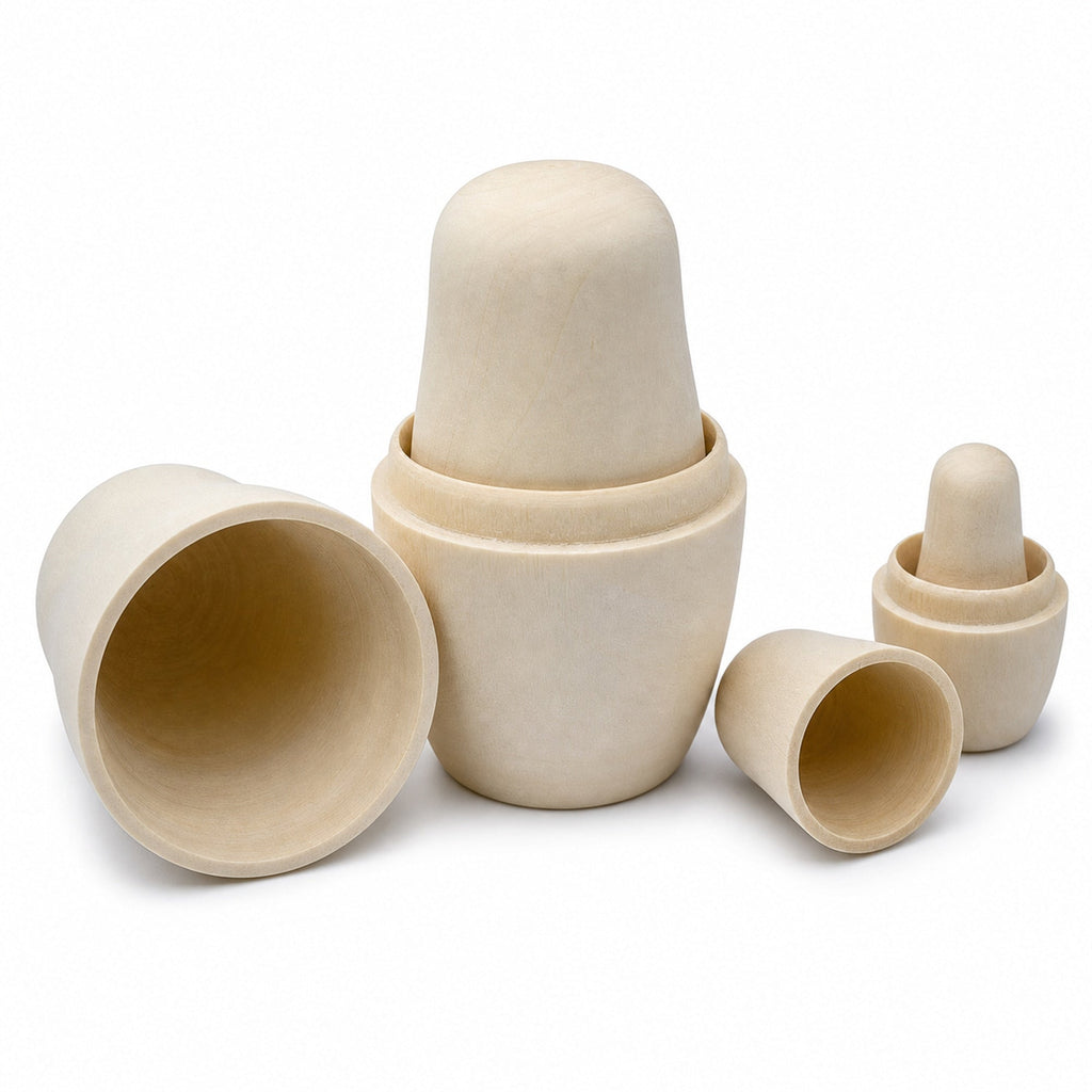 Set of 4 Unfinished Wooden Nesting Dolls DIY Craft Blanks for Painting 4 Inches Nesting Dolls > Unfinished La Vie Bien Set of 4 Unfinished Wooden Nesting Dolls DIY Craft Blanks for Painting 4 Inches