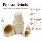 Set of 4 Unfinished Wooden Nesting Dolls DIY Craft Blanks for Painting 4 Inches Nesting Dolls > Unfinished La Vie Bien Set of 4 Unfinished Wooden Nesting Dolls DIY Craft Blanks for Painting 4 Inches