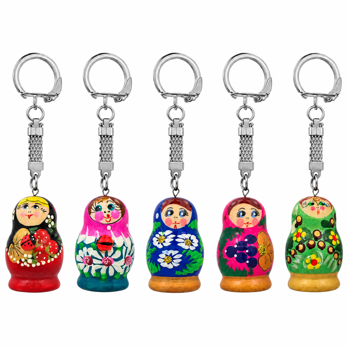 Set of 5 Assorted Nesting Dolls Key Chains Nesting Dolls > Key Chains La Vie Bien Set of 5 Assorted Nesting Dolls Key Chains