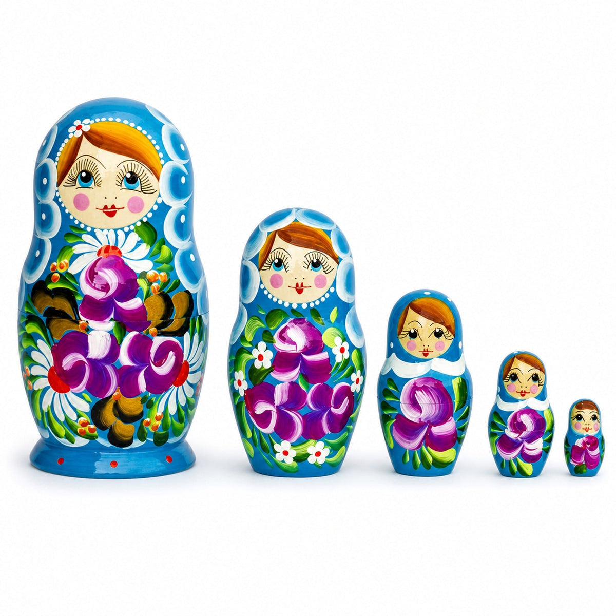 Set of 5 Iris Nesting Dolls 6 Inches Nesting Dolls > Flowers La Vie Bien Set of 5 Iris Nesting Dolls 6 Inches
