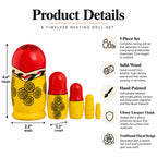 Set of 5 Semenov Style Red Scarf Matryoshka Wooden Nesting Dolls Nesting Dolls > Traditional La Vie Bien Set of 5 Semenov Style Red Scarf Matryoshka Wooden Nesting Dolls